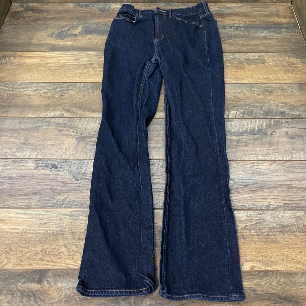 Old Navy Extra High-Rise Baby Boot-Cut Jeans Dark Wash 8 Tall Minimal Western